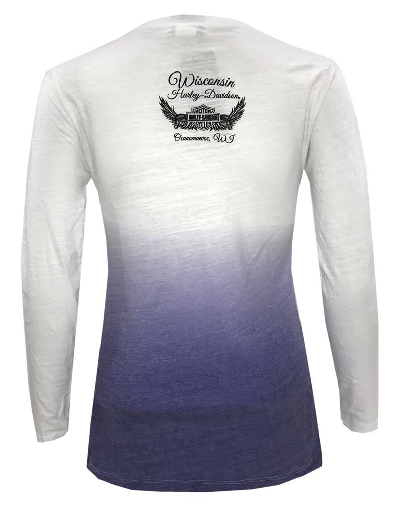 Harley-Davidson Free Shipping - Harley-Davidson Women's Swirl Script Long Sleeve V-Neck Shirt - Purple Ombre - Free Shipping on many products plus Orders Over $99