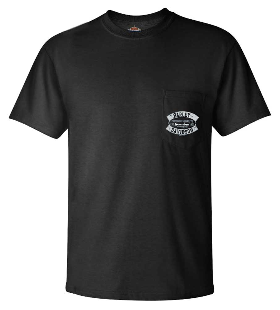 Harley-Davidson Men's Genuine H-D Chest Pocket Short Sleeve T-Shirt, Black - Wisconsin Harley-Davidson