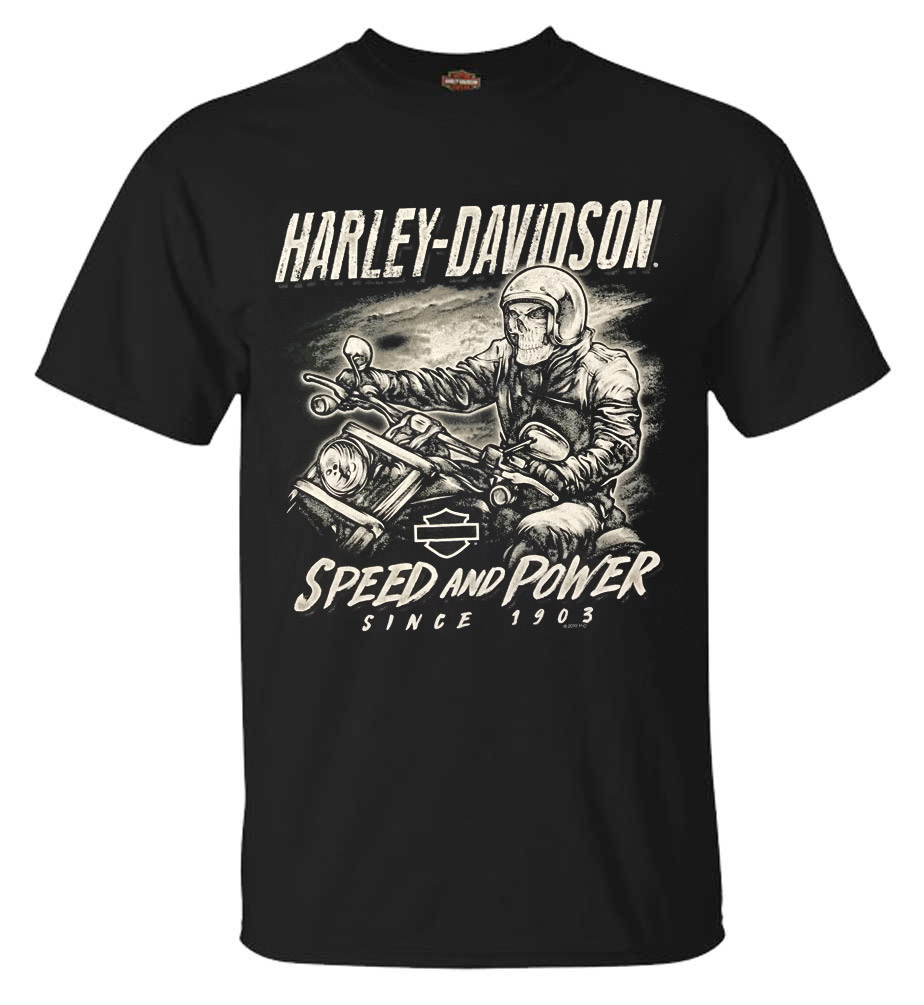 Harley-Davidson Tシャツ ブラック Harley-Davidson® Men's Chrome Grit Short Sleeve Crew-Neck T