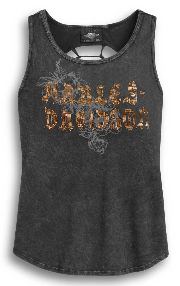 Harley-Davidson Women's Slash Back Sleeveless Tank Top, Wash Black 96319-20VW - Wisconsin Harley-Davidson