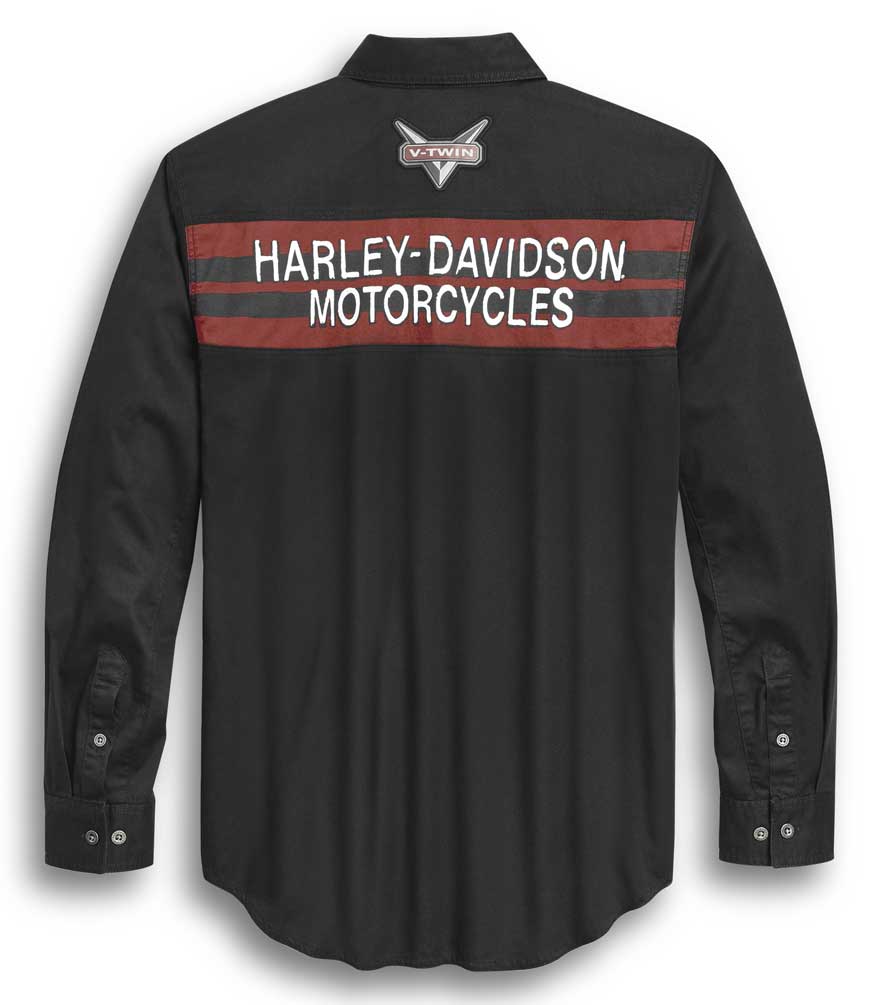 Harley-Davidson Free Shipping - Harley-Davidson Men's Chest Stripe Long Sleeve Woven Shirt, Black 96304-20VM - Free Shipping on many products plus Orders Over $99