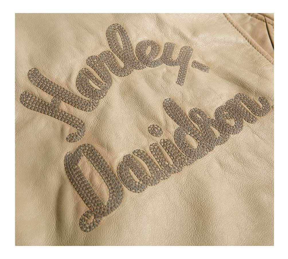 Harley-Davidson® Women's Chain Stitched Leather Jacket - Beige