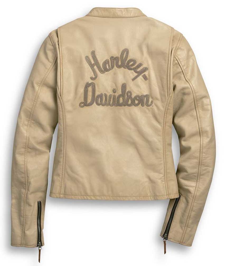Harley-Davidson® Women's Chain Stitched Leather Jacket - Beige