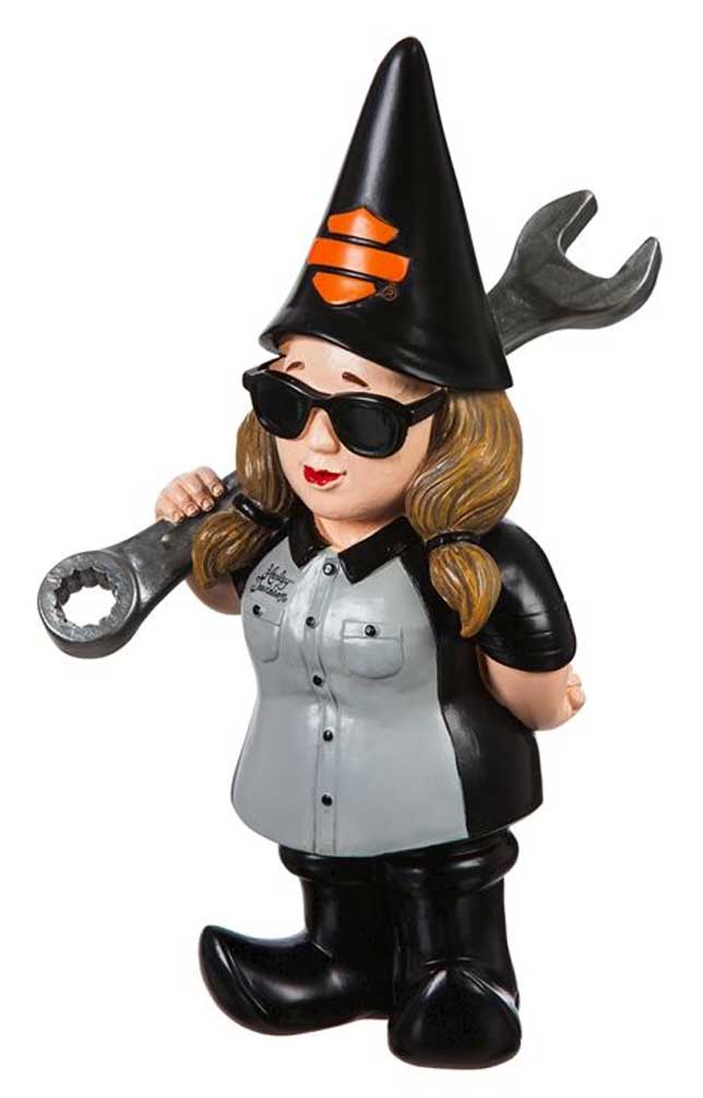 Harley-Davidson Mechanic Lady Polystone Garden Gnome, 8.5 x 5 in. 544902E - Wisconsin Harley-Davidson