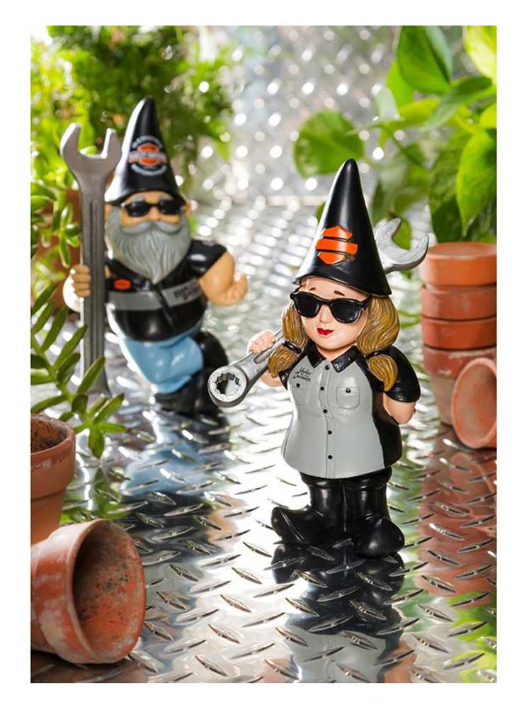 Harley-Davidson Mechanic Lady Polystone Garden Gnome, 8.5 x 5 in. 544902E - Largest Selection of Harley-Davidson Products