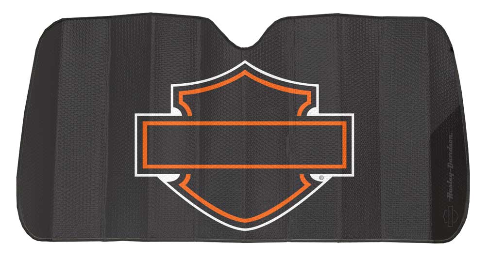 Harley-Davidson Bar & Shield Logo Accordion Auto Sunshade - Matte Black 3948W - Wisconsin Harley-Davidson