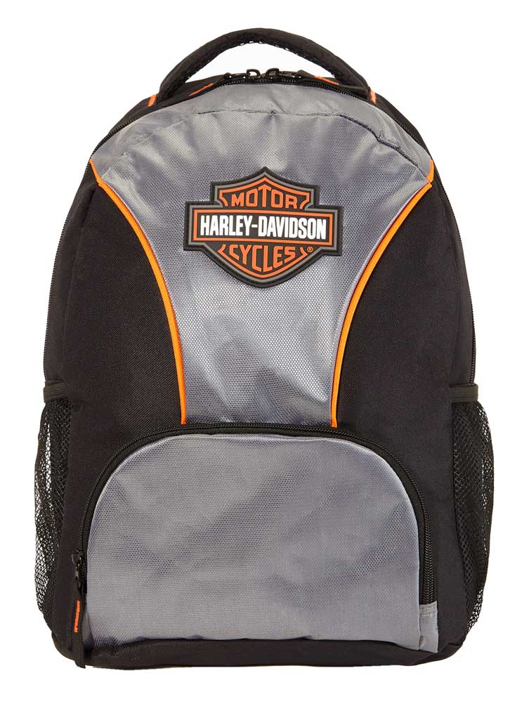 Harley-Davidson Bar & Shield Logo Backpack w/ Padded Back Straps- Silver/Black - Wisconsin Harley-Davidson