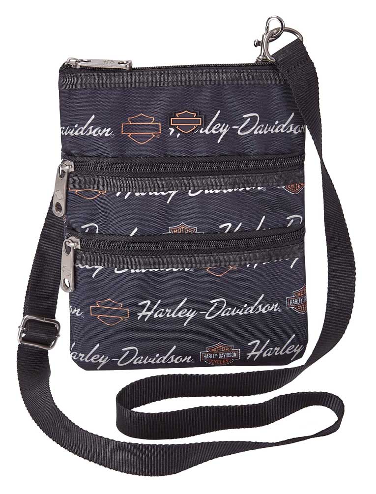 Harley-Davidson Women's Signature Cross-Body Crossbody Sling Purse - Black - Wisconsin Harley-Davidson