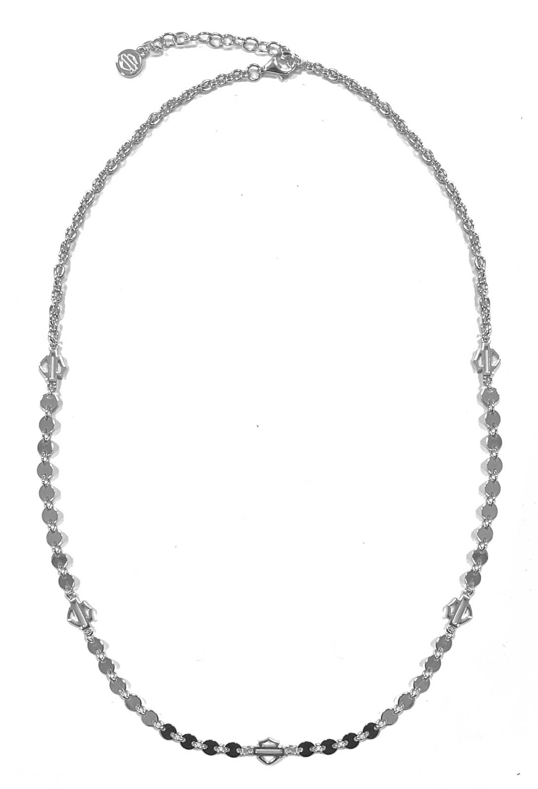 Harley-Davidson Womens Small Disc B&S Chain Necklace, Sterling Silver HDN0474-16 - Wisconsin Harley-Davidson