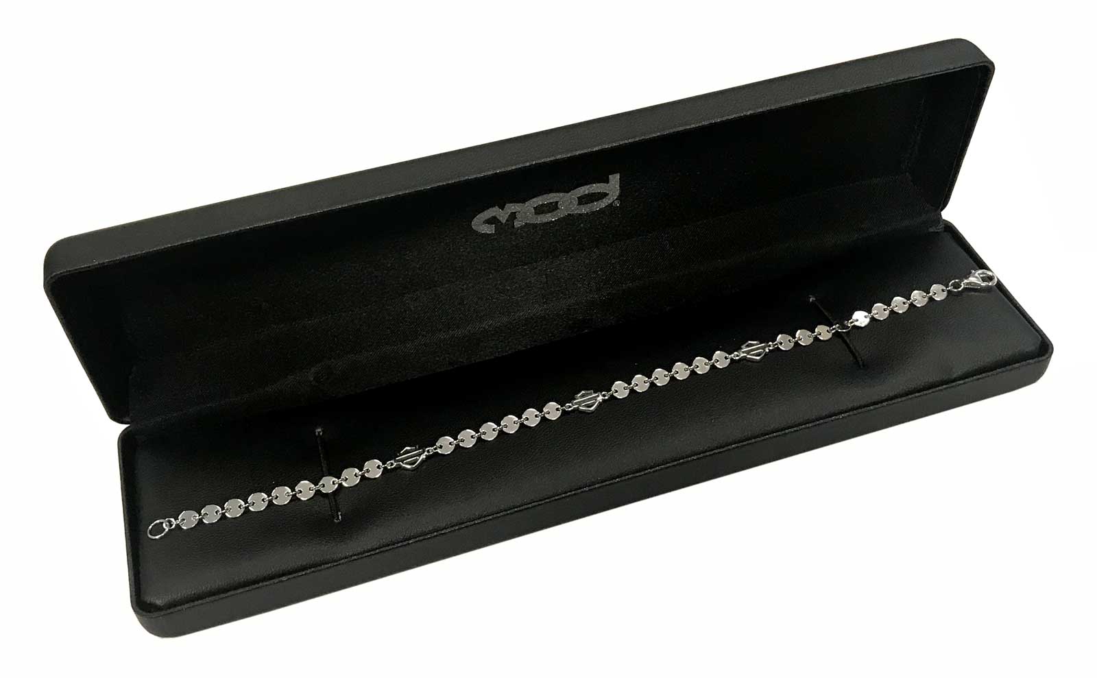 Harley-Davidson Women's Small Disc B&S Chain Sterling Silver Bracelet HDB0455 - No Hassle Returns at Wisconsin Harley