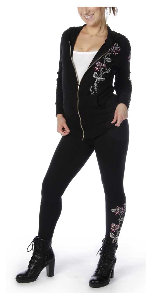 Liberty Wear Women's Barbed Wire & Roses Zip-Up Light-Weight