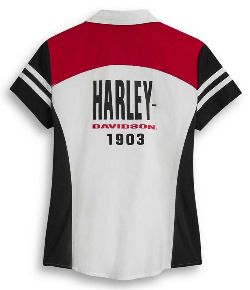 Harley-Davidson Free Shipping - Harley-Davidson Women's Colorblock Zip Front Short Sleeve Shirt 96395-20VW - Free Shipping on many products plus Orders Over $99