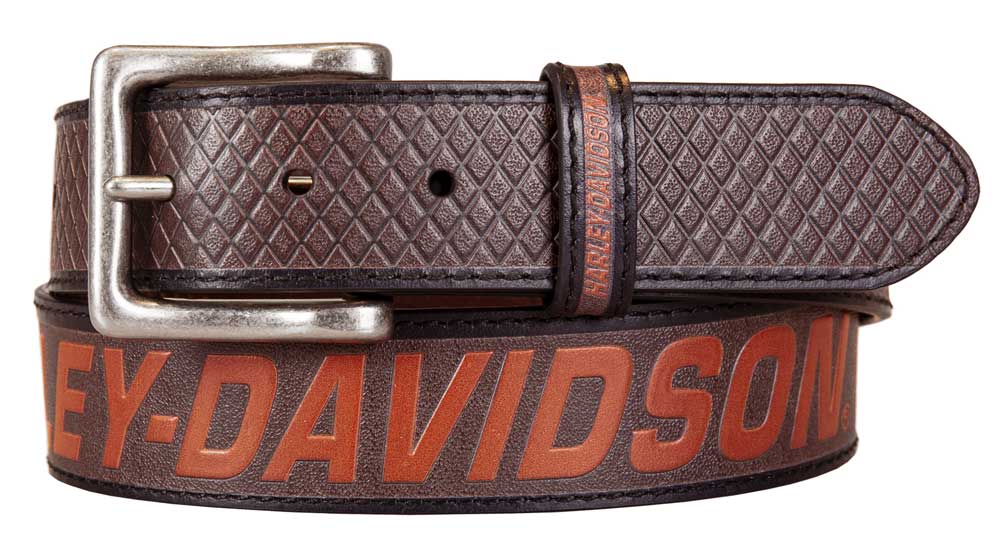 Harley-Davidson Men's Free Rein American Flag Brown Leather Belt- Antique Nickel - Wisconsin Harley-Davidson