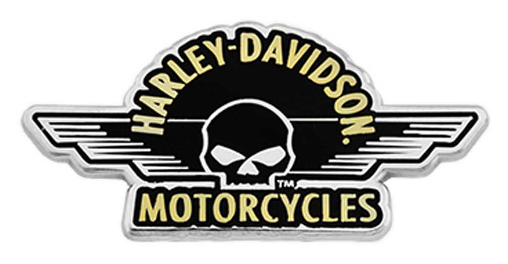 Harley-Davidson® 1.75 in. Winged Willie G Skull Metal Pin, Silver