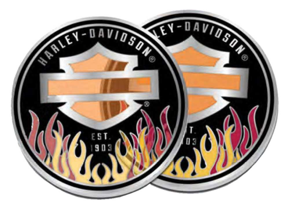 Harley-Davidson Bar & Shield Logo w/Colorful Flames Metal Challenge Coin, 1.75in - Wisconsin Harley-Davidson