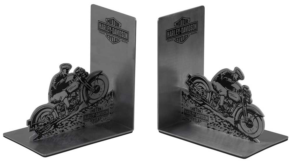 Harley-Davidson Hill Climber Graphic B&S Stainless Steel Bookends HDX-99184 - Wisconsin Harley-Davidson