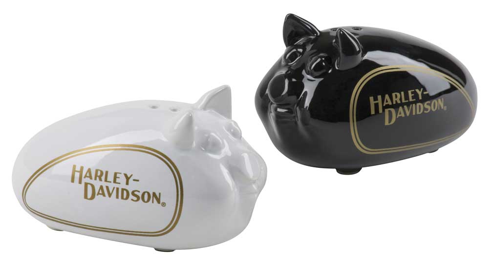 Harley-Davidson Hog Salt & Pepper Ceramic Shaker Set - Black & White HDX-99183 - Wisconsin Harley-Davidson
