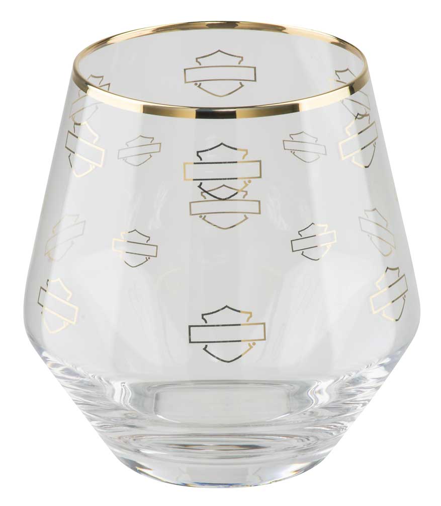 Harley-Davidson Repeat Silhouette B&S Stemless Wine Glass Set - 15 oz. HDX-98720 - Wisconsin Harley-Davidson