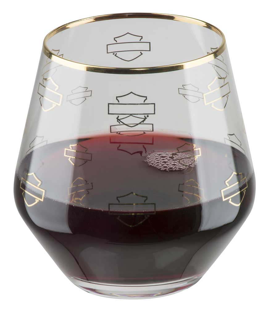 Harley-Davidson Free Shipping - Harley-Davidson Repeat Silhouette B&S Stemless Wine Glass Set - 15 oz. HDX-98720 - Free Shipping on many products plus Orders Over $99