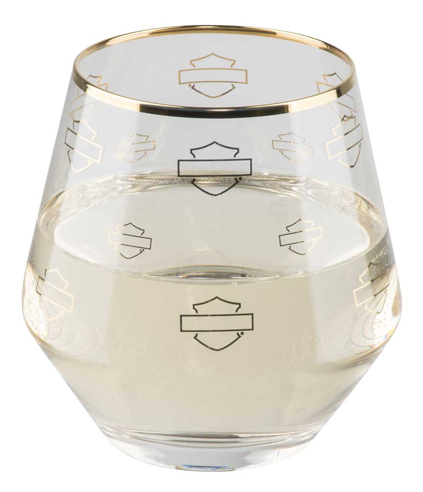Harley-Davidson Repeat Silhouette B&S Stemless Wine Glass Set - 15 oz. HDX-98720 - No Hassle Returns at Wisconsin Harley