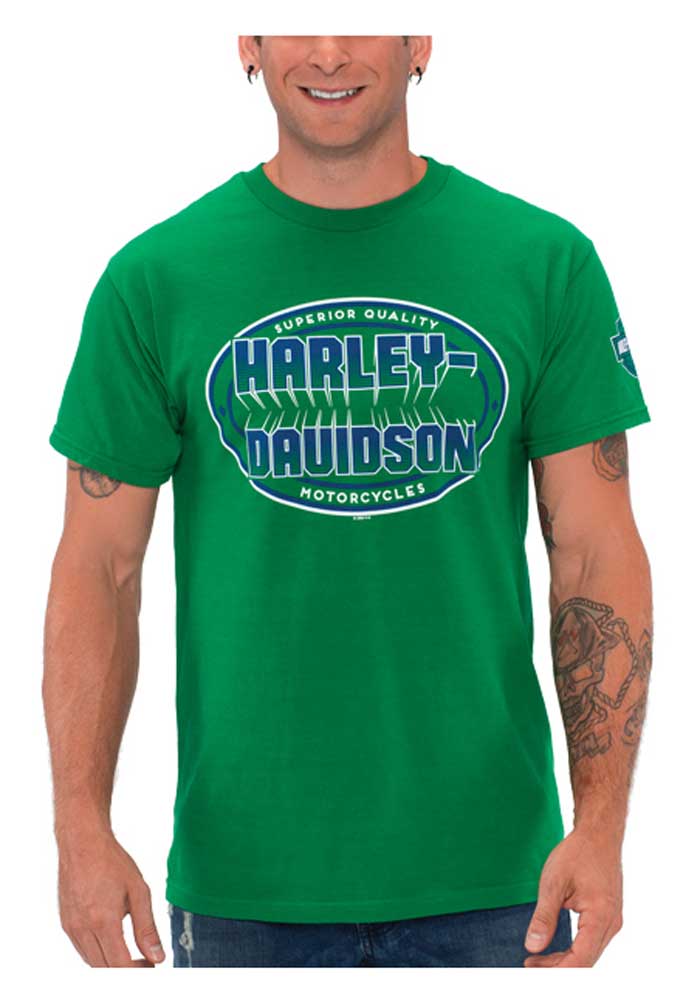 Harley-Davidson Men's Bold H-D Crew-Neck Short Sleeve Cotton T-Shirt, Green - No Hassle Returns at Wisconsin Harley