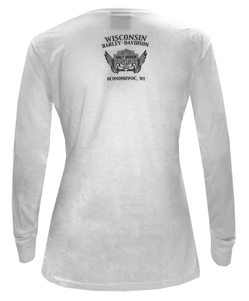 Harley-Davidson Free Shipping - Harley-Davidson Women's Embellished Hologram Long Sleeve Scoop Shirt, White - Free Shipping on many products plus Orders Over $99