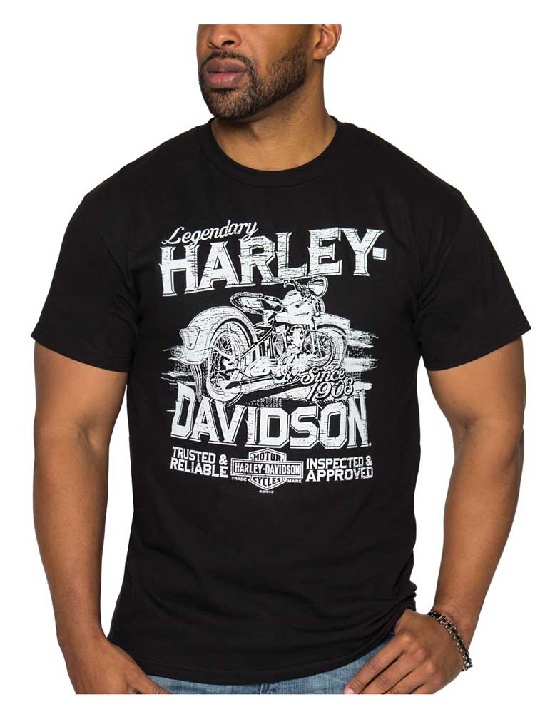 Harley Davidson® Mens Trusted Bike Short Sleeve Crew Neck Cotton T Shirt Black Wisconsin 