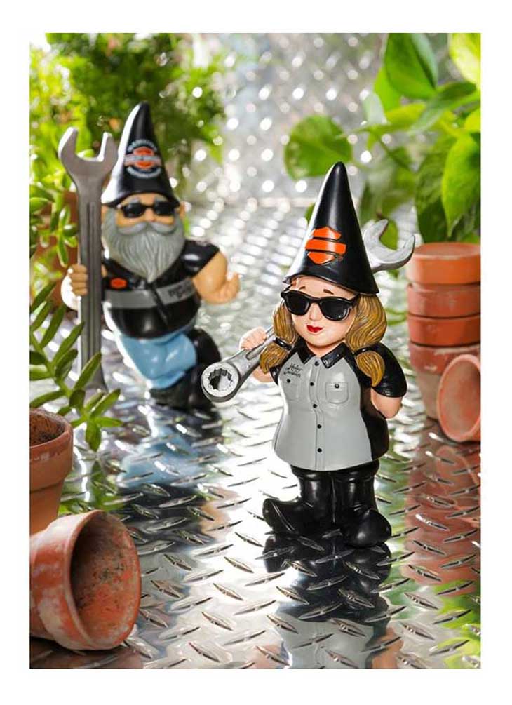 Harley-Davidson Sculpted Mechanic Male & Lady Garden Gnome Set - Black - Largest Selection of Harley-Davidson Products