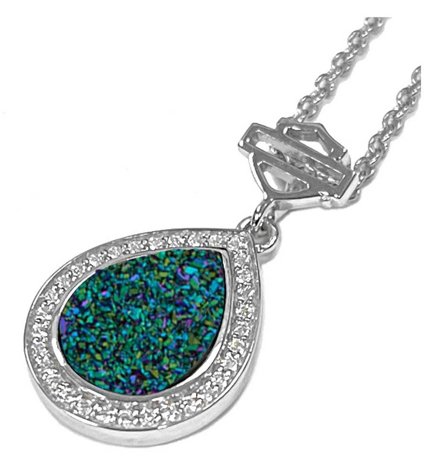 Harley-Davidson Free Shipping - Harley-Davidson Women's Teardrop Green Druzy Pendent Necklace, Sterling Silver - Free Shipping on many products plus Orders Over $99