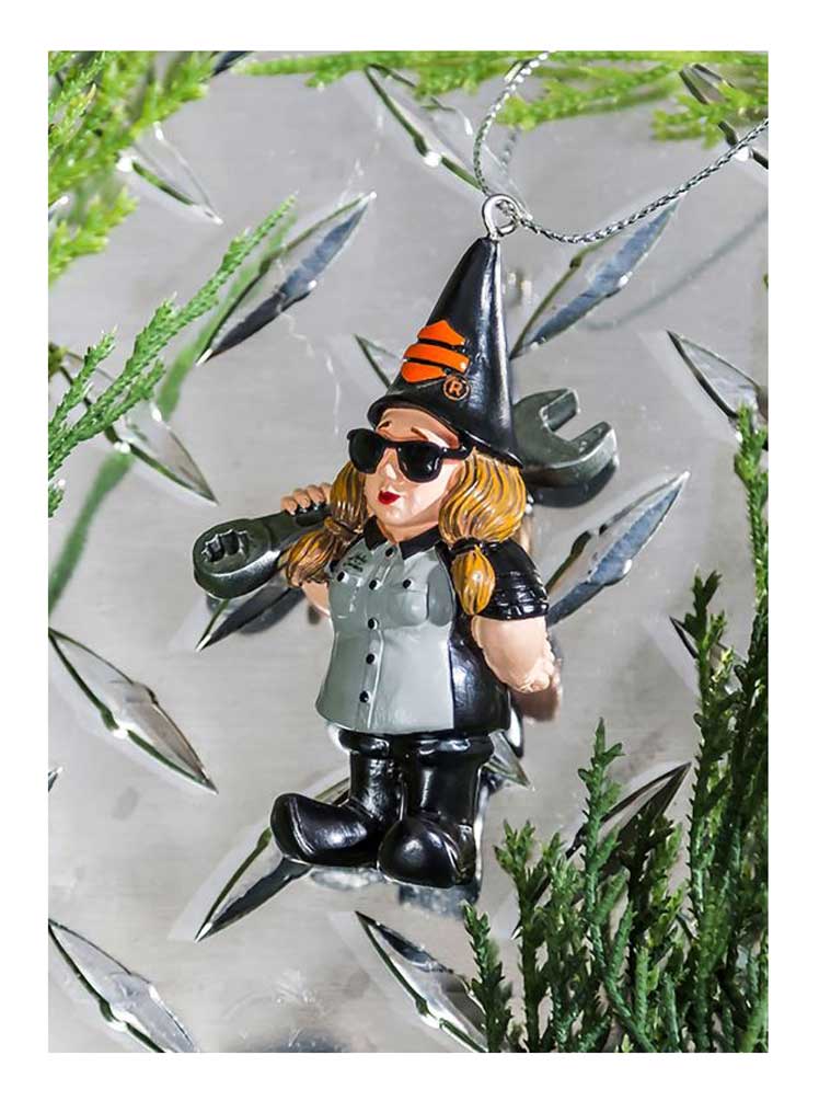 Harley-Davidson Sculpted Mechanic Lady Gnome Christmas Tree Ornament - No Hassle Returns at Wisconsin Harley