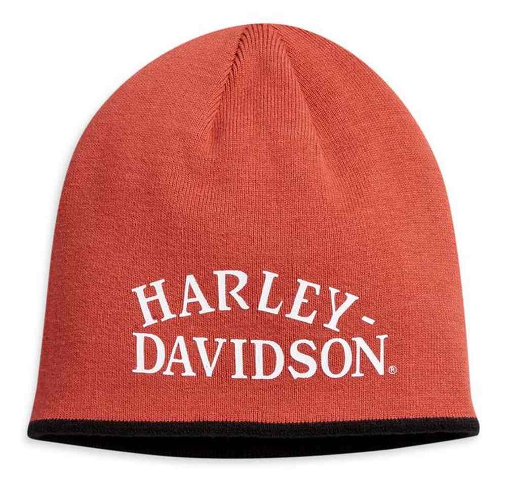 Harley-Davidson Men's Logo Reversible Knit Beanie Hat - Orange/Black 97638-21VM - Wisconsin Harley-Davidson