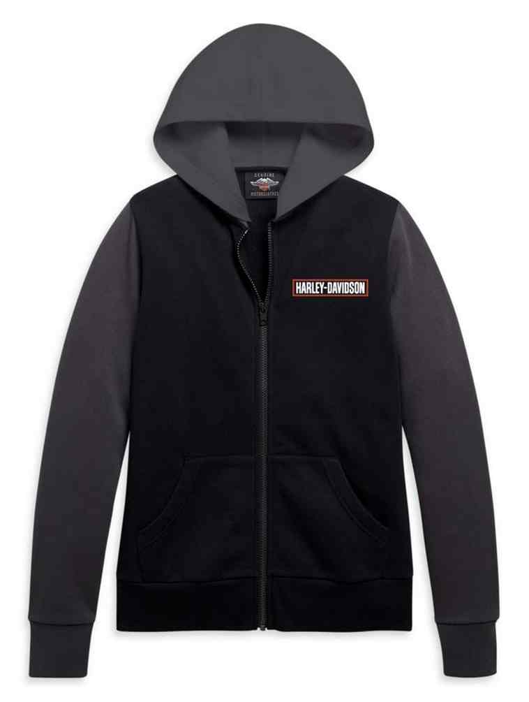 Harley-Davidson Women's Colorblocked Full-Zip Fleece Hoodie, Black 96219-21VW - Wisconsin Harley-Davidson