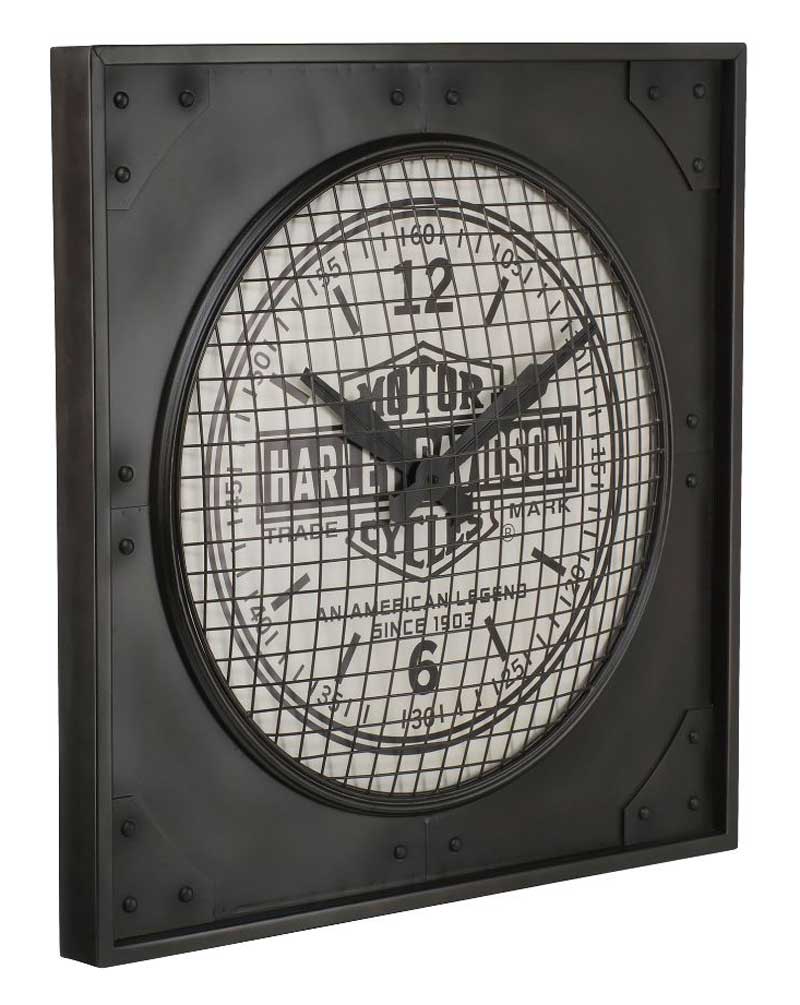 Harley-Davidson Industrial Bar & Shield Metal Square Clock, 24 inch HDL-16644 - Wisconsin Harley-Davidson
