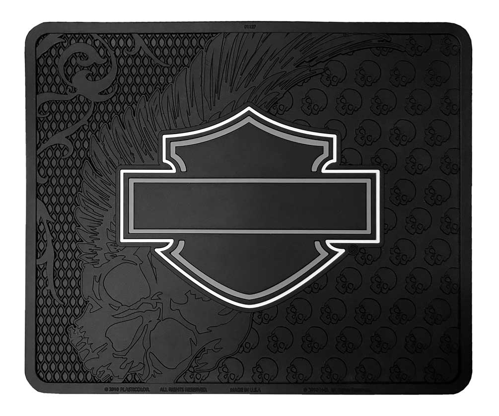 Harley-Davidson Dark Skull Bar & Shield Logo Rubber Utility Mat - Black 1127 - Wisconsin Harley-Davidson