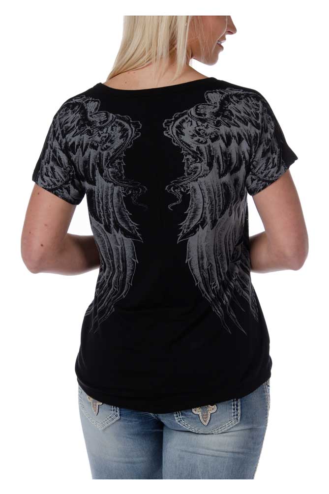 Harley-Davidson Free Shipping - Liberty Wear Women's Rise Above Embellished Winged Dolman Sleeve Tee - Black - Free Shipping on many products plus Orders Over $99
