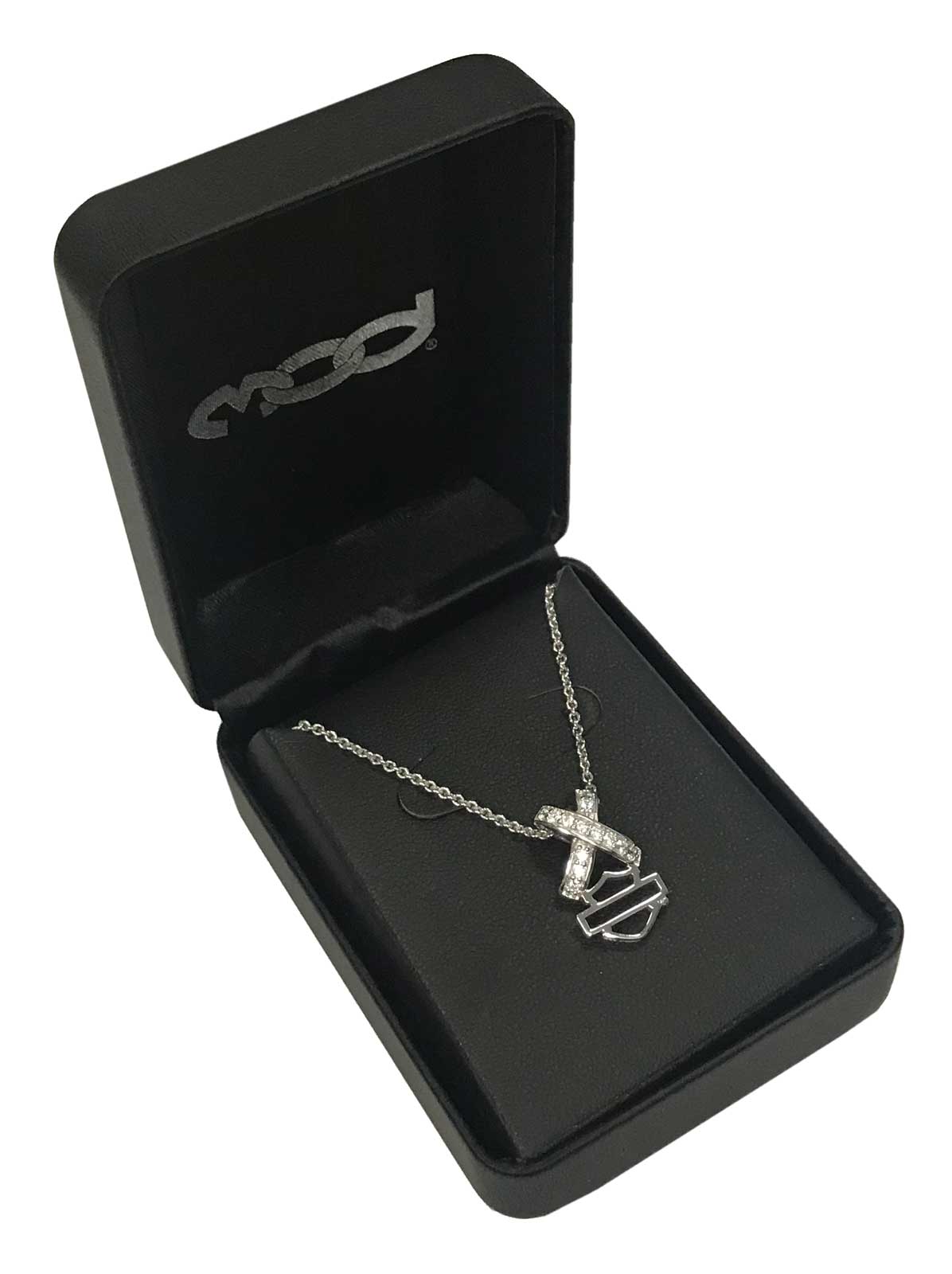 Harley-Davidson Free Shipping - Harley-Davidson Women's Criss Cross Crystal B&S Necklace, Sterling Silver - Free Shipping on many products plus Orders Over $99
