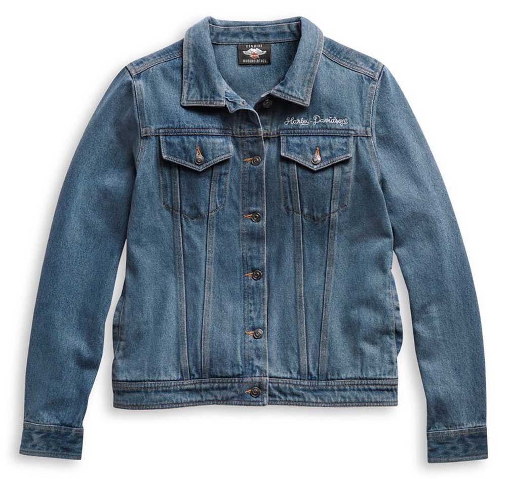 Harley-Davidson Women's Bar & Shield Logo Denim Jean Jacket - Blue 98405-21VW - Wisconsin Harley-Davidson