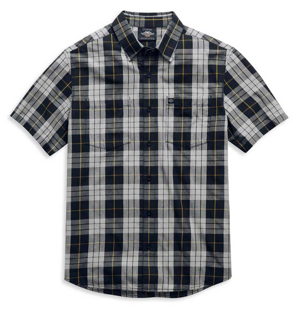 Harley-Davidson Men's Eagle Logo Plaid Short Sleeve Woven Shirt 99052-21VM - Wisconsin Harley-Davidson