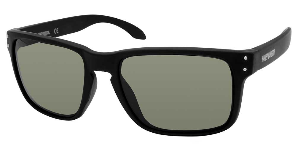 Harley-Davidson Men's Casual Square Frame Sunglasses, Black Frame/Green Lenses - Wisconsin Harley-Davidson
