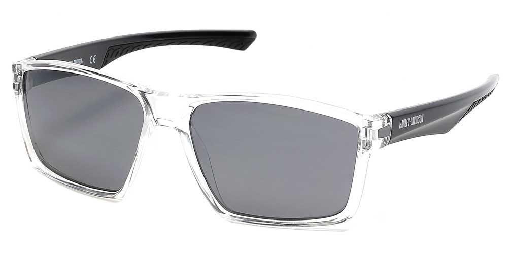 Harley-Davidson Men's Geometric Plastic Sunglasses, Crystal Frame/Smoke Lenses - Wisconsin Harley-Davidson