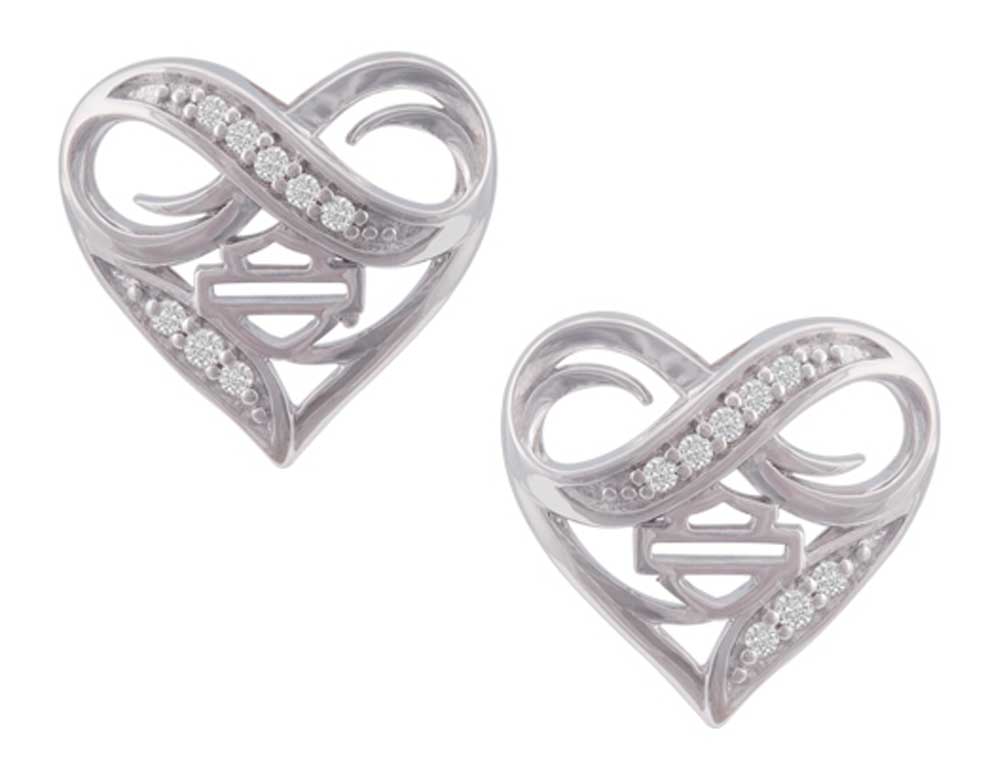 Harley-Davidson Women's Infinity Thorn Heart Post Earrings, Sterling Silver - Wisconsin Harley-Davidson
