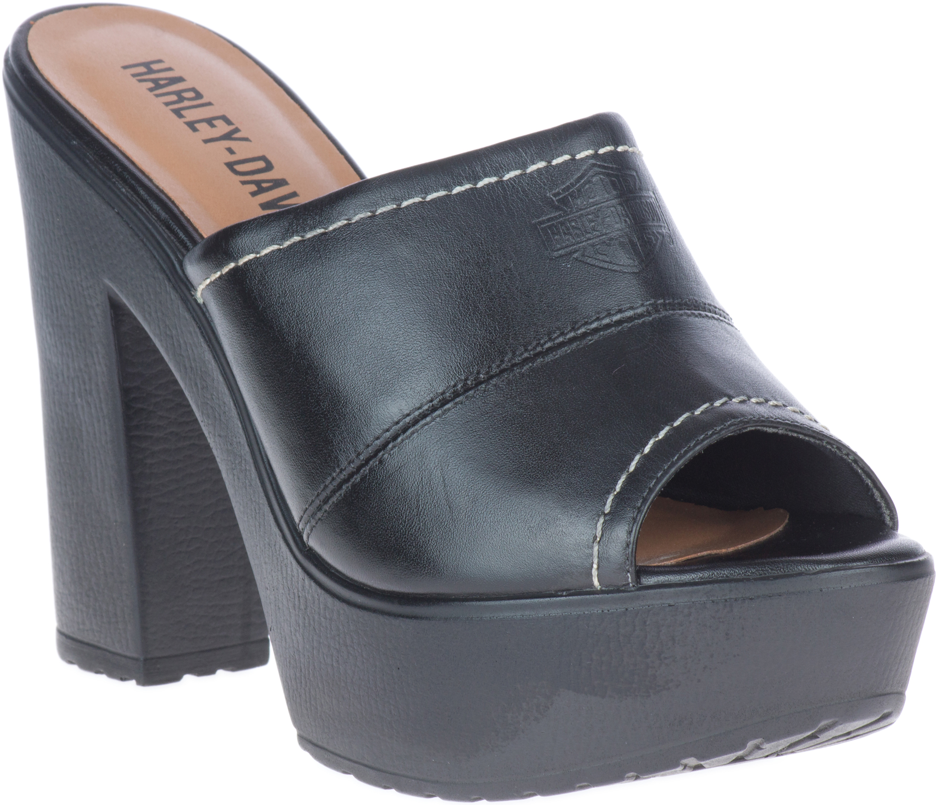 Harley-Davidson Women's Barnes Black Peep-Toe Platform Heels, D84365 - Wisconsin Harley-Davidson