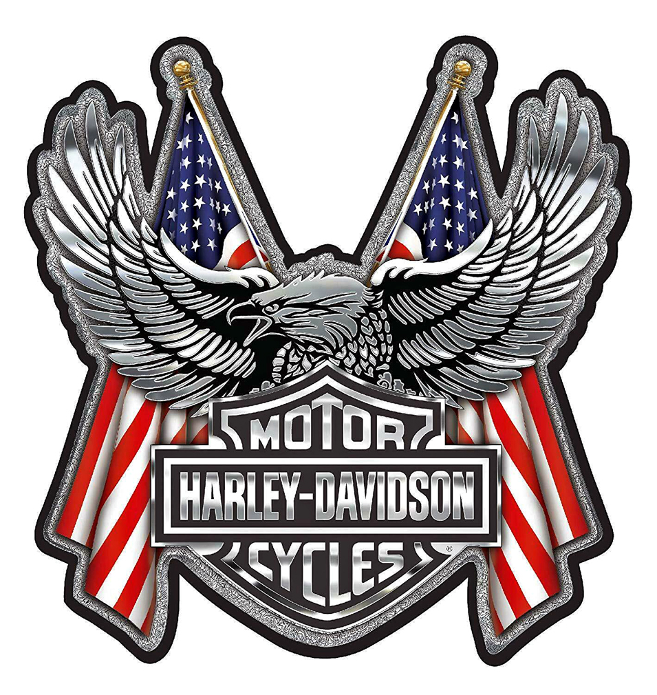Harley-Davidson Embossed Bar & Shield Eagle Flag Chrome Decal - 6 x 8 in. - Wisconsin Harley-Davidson