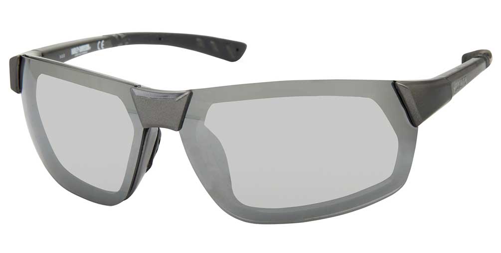 Harley-Davidson Men's Geometric Metal Sunglasses, Gray Frame/Smoke Mirror Lenses - Wisconsin Harley-Davidson