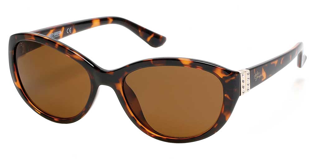 Harley-Davidson Women's Chic Bling Plastic Sunglasses, Havana Frame/Brown Lenses - Wisconsin Harley-Davidson