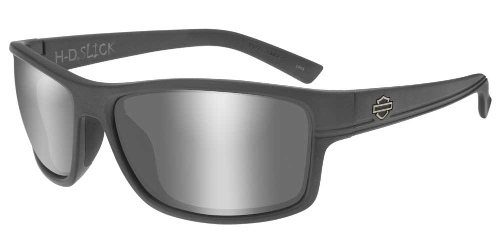 Harley-Davidson Mens Slick Sunglasses, Silver Flash Lens & Matte Graphite Frames - Wisconsin Harley-Davidson