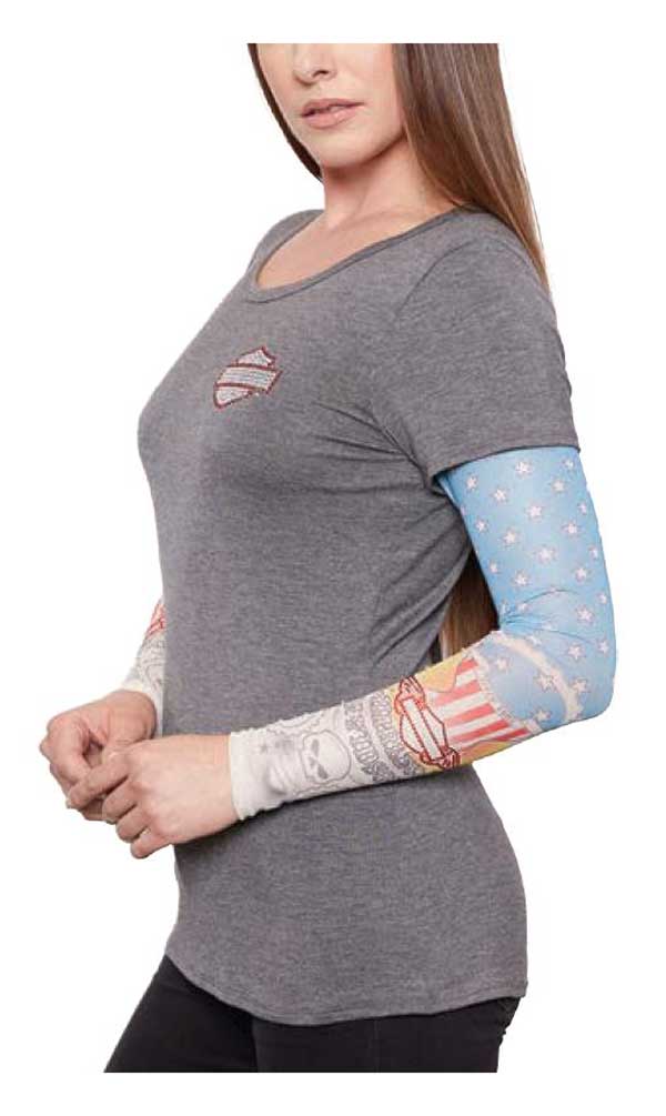Harley-Davidson Free Shipping - Harley-Davidson Women's Rhinestone American Tattoo Mesh Long Sleeve Shirt - Gray - Free Shipping on many products plus Orders Over $99
