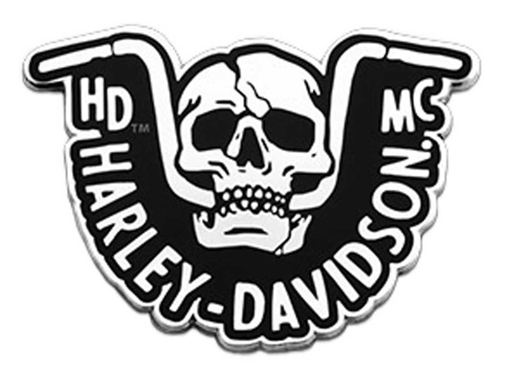Harley-Davidson 1.5 inch. Handlebar Skull Metal Pin, Silver Nickel Finish - Wisconsin Harley-Davidson