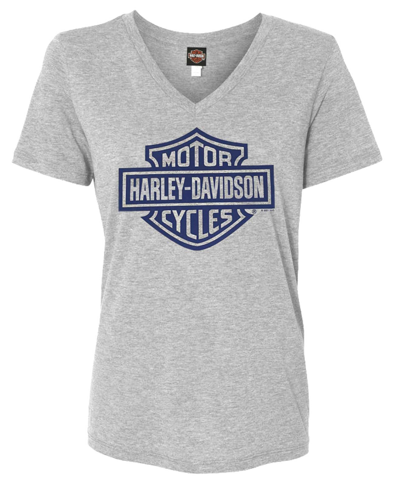 Dokument klasse Fejde Harley-Davidson® Women's Bar & Shield Logo Short Sleeve V-Neck T-Shirt -  Gray - Wisconsin Harley-Davidson