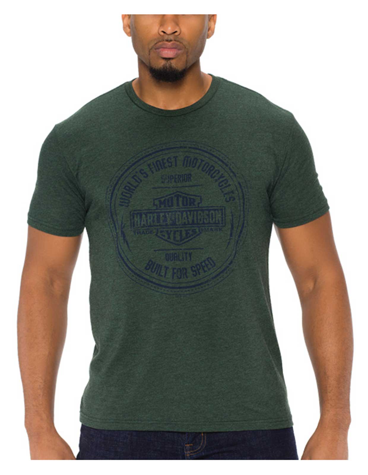 Harley-Davidson Men's Bar & Shield Logo Tri-Blend Short Sleeve T-Shirt, Forest - Wisconsin Harley-Davidson